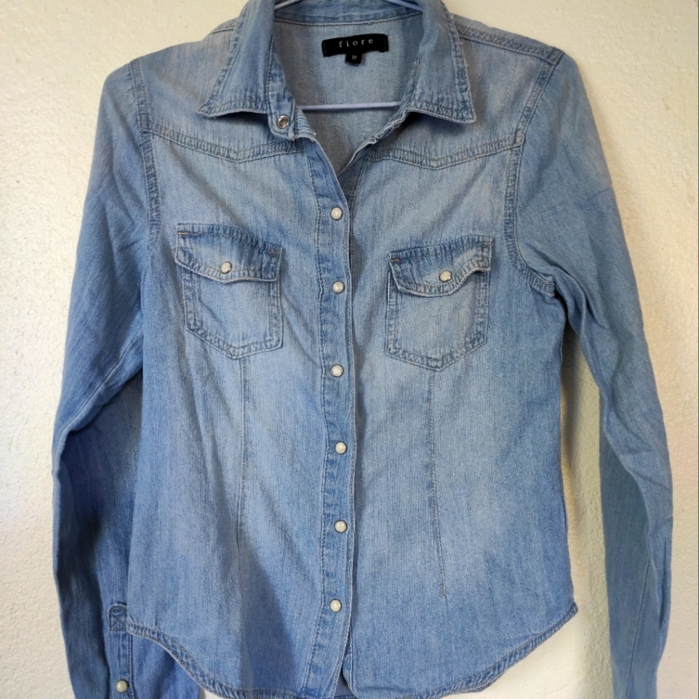 Light wash denim button-up
